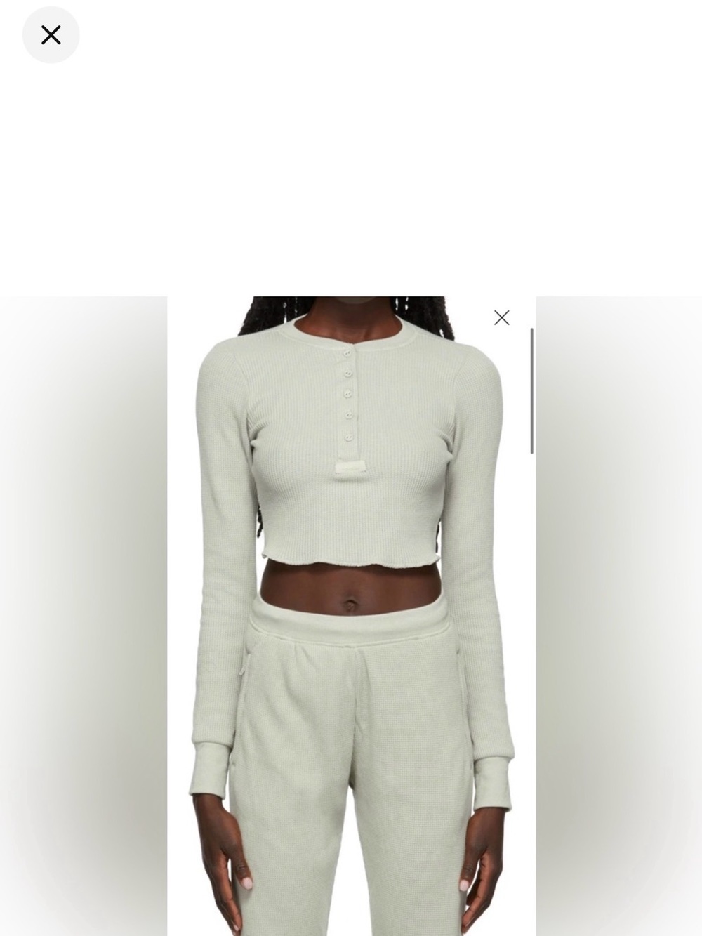 SKIMS Ribbed Henley Crop Top - Sage Green